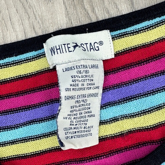 White Stag Colorful Striped Knit Top Womens Extra Large Short Sleeve - Picture 3 of 3